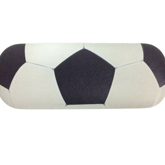 Soccer Ball Design Glasses Case Hardshell Black Gray Unisex - Picture 2 of 3